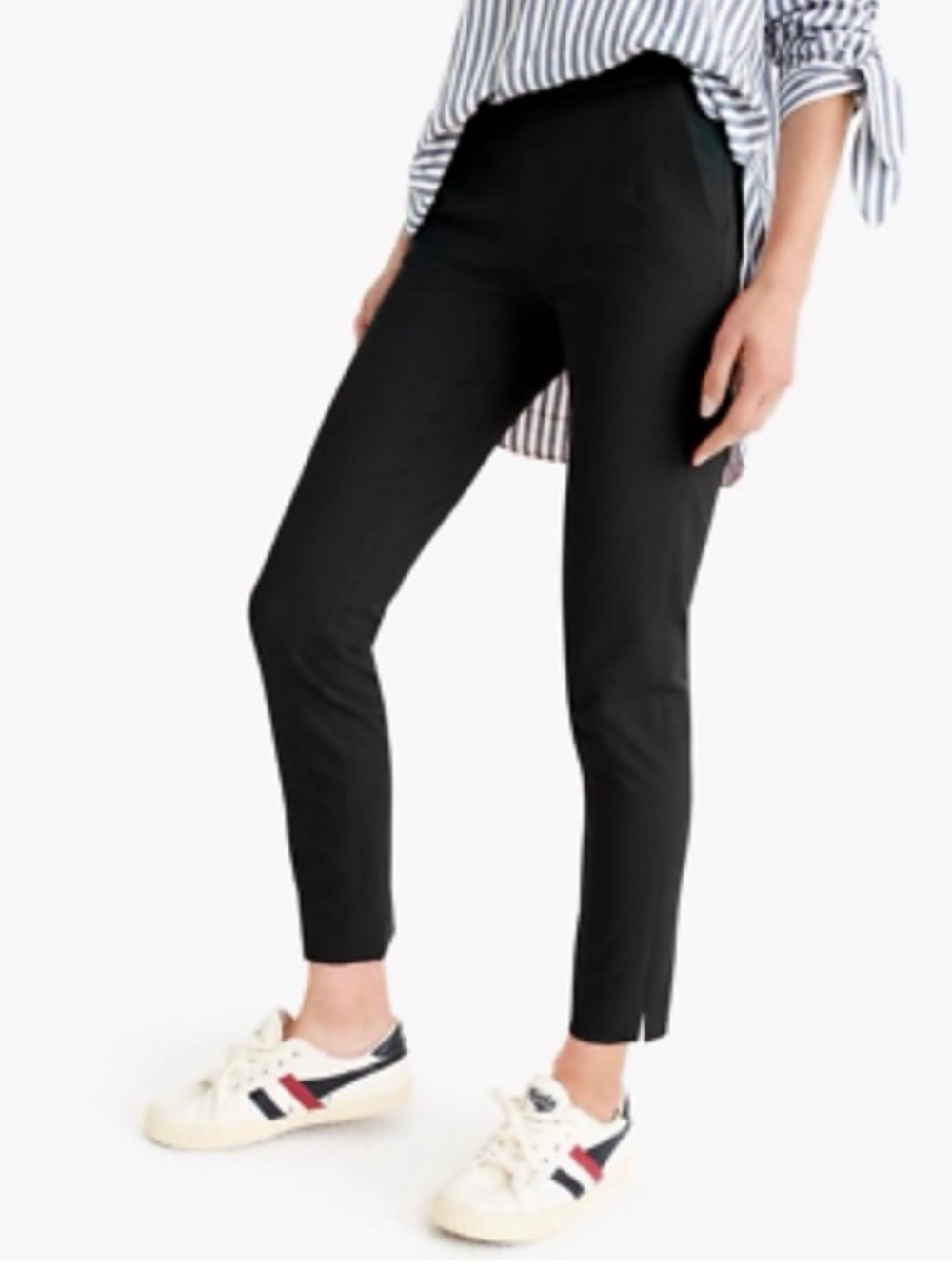 j crew Martie black slim cropped trouser pant side zip stretch cotton size 10